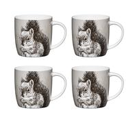 KitchenCraft Set of 4 China Squirrel Mugs in Brown | Size: Large Kitchencraft Brown Large