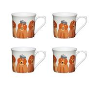 KitchenCraft Set of 4 Fluted China Dogs Mugs | Size: Large Kitchencraft Multicolor Large