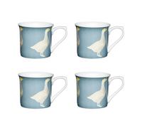 KitchenCraft Set of 4 Fluted China Goose Mugs in Blue Kitchencraft Blue