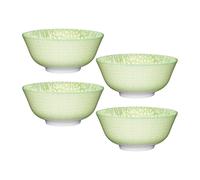 KitchenCraft Set of 4 Green & White Tile Effect Ceramic Bowls in Light Green Kitchencraft Light Green