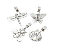 KitchenCraft Set of 4 Solid Pewter Table Cloth Weight Clips with Insect Theme