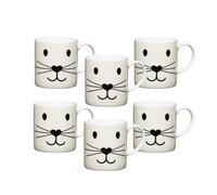 KitchenCraft Set Of 6 Cat Face Espresso Cups in White Kitchencraft White