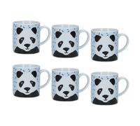 KitchenCraft Set Of 6 Panda Espresso Cups - Blue - Porcelain - Espresso Cup