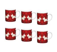 KitchenCraft Set Of 6 Scottie Dog Espresso Cups - Red - Porcelain - Espresso Cup