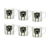 KitchenCraft Set Of 6 Sheep Espresso Cups - White - Porcelain - Espresso Cup