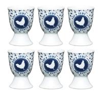 KitchenCraft Set Of 6 Traditional Egg Cups - Blue - Porcelain - Egg Cup