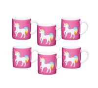 KitchenCraft Set Of 6 Unicorn Espresso Cups in Dark Pink Kitchencraft Dark Pink
