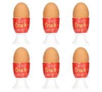 KitchenCraft Set Of 6 'You Crack Me Up' Egg Cups - Red - Porcelain - Egg Cup