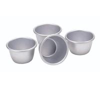 KitchenCraft Set of Four 7.5cm Mini Pudding Moulds - Silver - Aluminium - Baking Tin