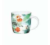 KitchenCraft Set of Four China Palm Leaf Mugs - Multicolour - Fine China - Mug