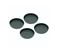 KitchenCraft Non-Stick Round Small Fluted Tart Tins/Quiche Pans with Loose Bases, 1 cm (Set of 4)