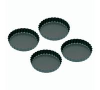 KitchenCraft Non-Stick Round Small Fluted Tart Tins/Quiche Pans with Loose Bases, 1 cm (Set of 4)
