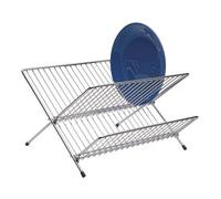 KitchenCraft Small Collapsible 2-Tier Dish Drainer Rack, 36 x 26.5 x 24.5 cm (14" x 10.5" x 9.5"), Silver