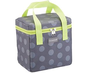 KitchenCraft Small Lunch Cool Bag, 4.9 L (1 gal) -Spotty Grey/Lime, Fabric, Multi-Colour, 14 x 2 x 2 cm