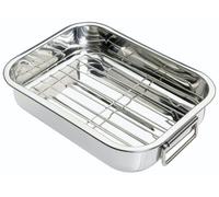 KitchenCraft Small Stainless Steel Roasting Tin with Rack, 27 x 20 cm (10.5" x 8"), Silver