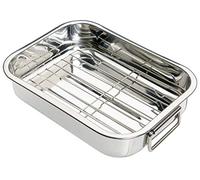 KitchenCraft Small Stainless Steel Roasting Tin with Rack, 27 x 2 cm (1.5" x 8")