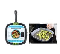 KitchenCraft Cast Iron Griddle Pan for Induction Hob, Square, 23cm, Black, 15 Years Guarantee