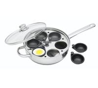 KitchenCraft Stainless Steel 28cm Six Hole Egg Poacher - Silver - Stainless Steel - Egg Tool