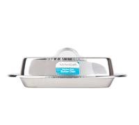 Kitchen Craft Stainless Steel Butter Dish with Cover / Lid Size: 19cm x 11cm x