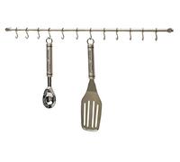 KitchenCraft Stainless Steel Kitchen Utensil Hanging Rack with 12 Hooks, 52 cm (2.5"), Gift Boxed, Silver