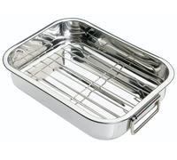 KitchenCraft Stainless Steel Roasting Pan with Rack 27x20x5.5cm, Sleeved in Silver | Size: 27x20x5.5 cm Kitchencraft Silver 27x20x5.5 cm