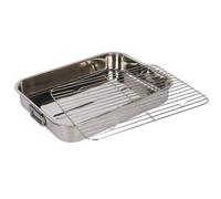 KitchenCraft Stainless Steel Roasting Pan with Rack 43x31x7cm in Silver | Size: 43 x 31 x 7 cm Kitchencraft Silver 43 x 31 x 7 cm