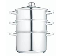 KitchenCraft Stainless Steel Three Tier 20cm Steamer - Silver - Stainless Steel - Food Steamer