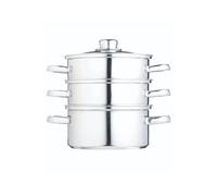 KitchenCraft Stainless Steel Three Tier Steamer 16cm (6"), Gift Boxed in Mid Grey Kitchencraft Mid Grey