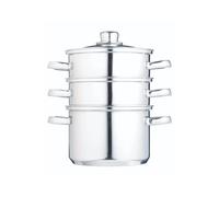 KitchenCraft Stainless Steel Three Tier Steamer 18cm (7"), Gift Boxed in Mid Grey Kitchencraft Mid Grey