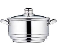 KitchenCraft Stainless Steel Universal Steamer with Glass Lid | Converts Saucepans into Steamers, Fits Most Pans, For 16cm 18cm and 20cm Saucepans, Perfect for Steaming Vegetables