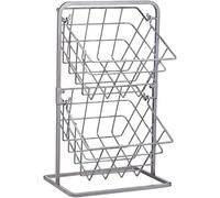 KitchenCraft Storage Basket Stand, Industrial Vintage-Style 2-Tier Removable Baskets, Carbon Steel, 25 x 22 x 41 cm, Grey