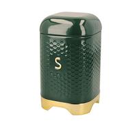 KitchenCraft Sugar Storage Canister with Lid, Hunter Green & Gold, 11.5 x 11.5 x 19.5cm