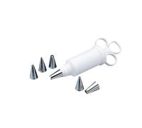 KitchenCraft Sweetly Does It Biscuit and Cake Decorating Icing Syringe with 6 Piece Piping Nozzle Set, Plastic/Stainless Steel