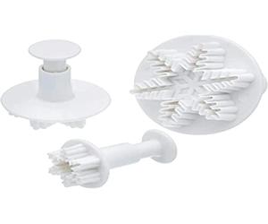 KitchenCraft Sweetly Does It Fondant Cutter Set, Christmas Snowflake Moulds, Plastic, Pack of 3 Icing/Fondant Plunger Cutters for Cake Decorating
