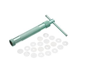 KitchenCraft Sweetly Does It Fondant Extruder for Sugar Craft, Metal, Icing Gun with 20 Discs, Green