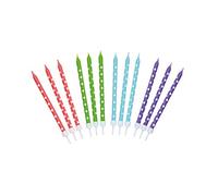 KitchenCraft Sweetly Does It Multi-Coloured Wax Birthday Cake Candles, Polka Dot Design, Pack of 24