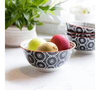 KitchenCraft Swirl 4-Piece Ceramic Bowl Set in Black Kitchencraft Black