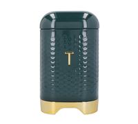KitchenCraft Tea Storage Caddy with Lid, Hunter Green & Gold, 11.5 x 11.5 x 19.5cm