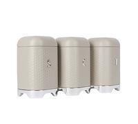 3 Piece Coffee Tea & Sugar Canister Set Airtight Seal Lovello Cream One Size