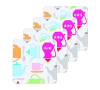 KitchenCraft Teapot Cork Back Laminated Coasters, Multi-Colour