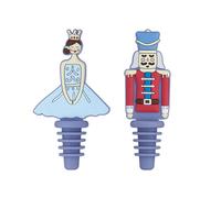 KitchenCraft The Nutcracker Collection Christmas Novelty Bottle Stoppers, Silicone, Multi Colour