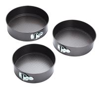 KitchenCraft Three Piece Round Non-Stick Baking Cake Tins Set Springform