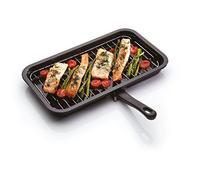 KitchenCraft Universal Enamel Grill Pan with Detachable Handle, 4 x 23 cm (15.5" x 9") - Black