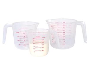 KitchenCraft Universal Measuring Jug Set, Plastic and Lightweight for wet and dry ingredients, Imperial and Metric Units, Powdered Mixes and Liquids, Set of 3