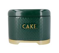 KitchenCraft Cake Storage Tin with Lid, Hunter Green & Gold, 26 x 26 x 2cm