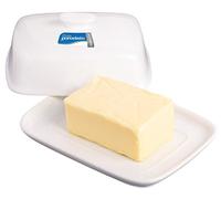 KitchenCraft White Porcelain Covered Butter Dish Tray with Lid 18x13.5x7.5 cm