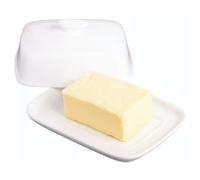 KitchenCraft White Porcelain Butter Dish with Lid, 19 x 14 x 7.5 cm (7.5" x 5.5" x 3")