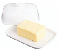 KitchenCraft White Porcelain Covered Butter Dish - White - Ceramic - Butter Dish