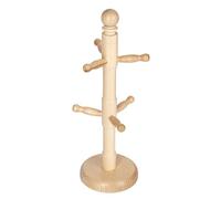 KitchenCraft Wooden Mug Tree Holder, Beechwood, 11.5 x 32.5cm, Brown