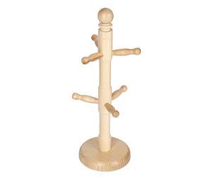 KitchenCraft Wooden Mug Tree Holder, Beechwood, 11.5 x 32.5cm, Brown